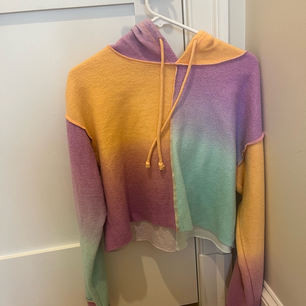 Multi-Color Fleece Cropped Sweatshirt